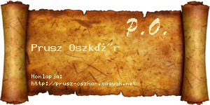 Prusz Oszkár névjegykártya